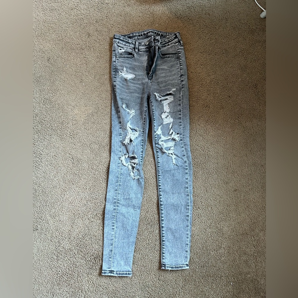 american eagle gray ripped jeans